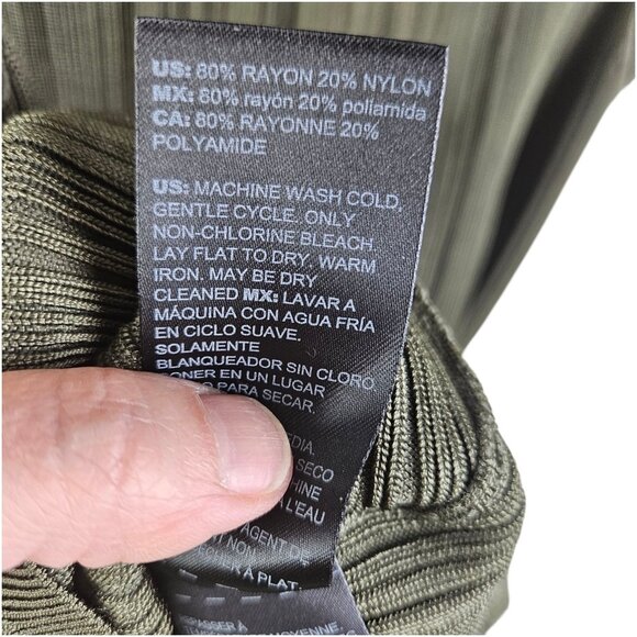 White House Black Market Ribbed Hardware Tank WHBM Olive Green Size Small - Picture 8 of 9